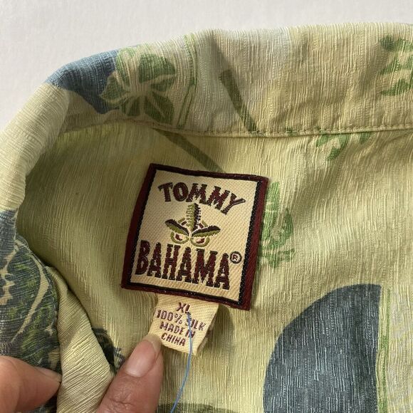 Tommy Bahama Mens Silk Hawaiian Shirt Button Down Size XL‎ Ivory Green,Hawaiian - Picture 5 of 13